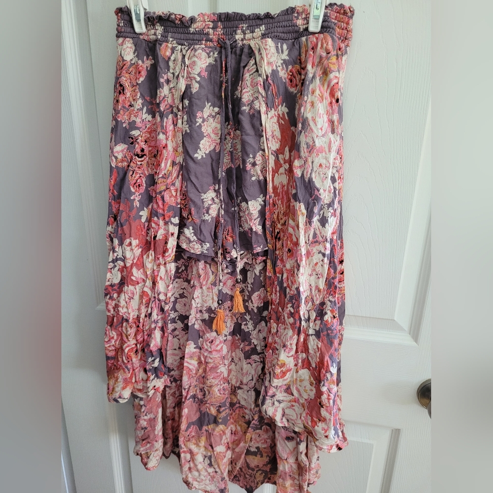Angie Pink and Purple High-Low A-Line Maxi Skirt